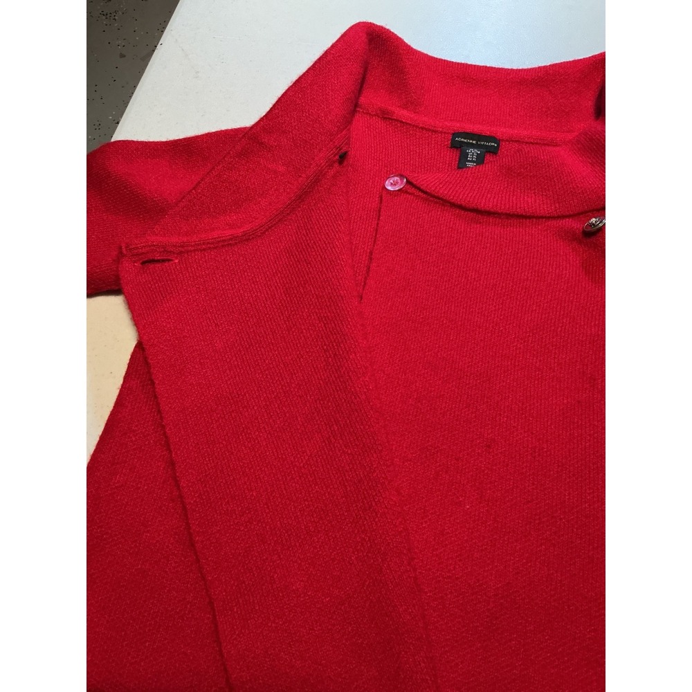 Adrienne Vittadini Red Wool Blend Shawl Collar Button Wrap Cardigan Sweater XL - Picture 9 of 9